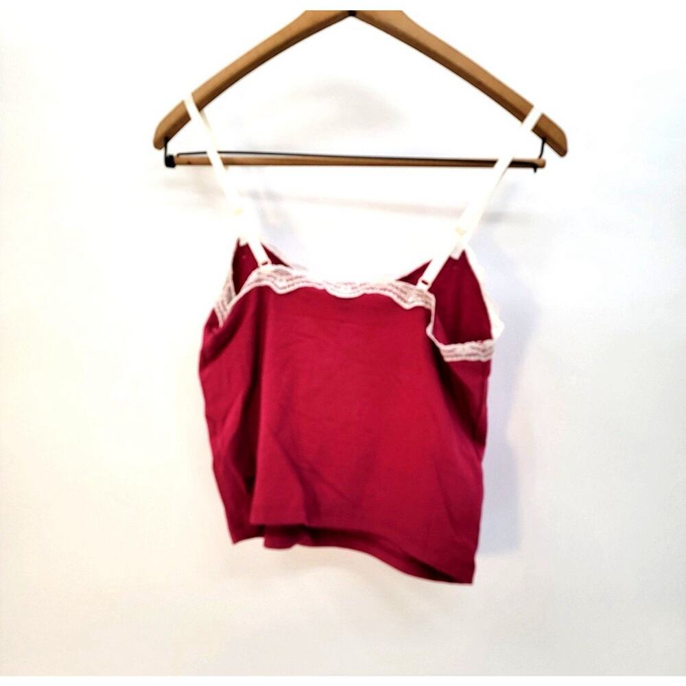 NWT Y2K Indie Layering Coquette Forever 21 Lace Trim Cami Tank Sz M Sangria Red - Picture 6 of 9